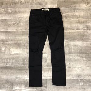 Skinny Black Jeans with Distressed Knee Holes
